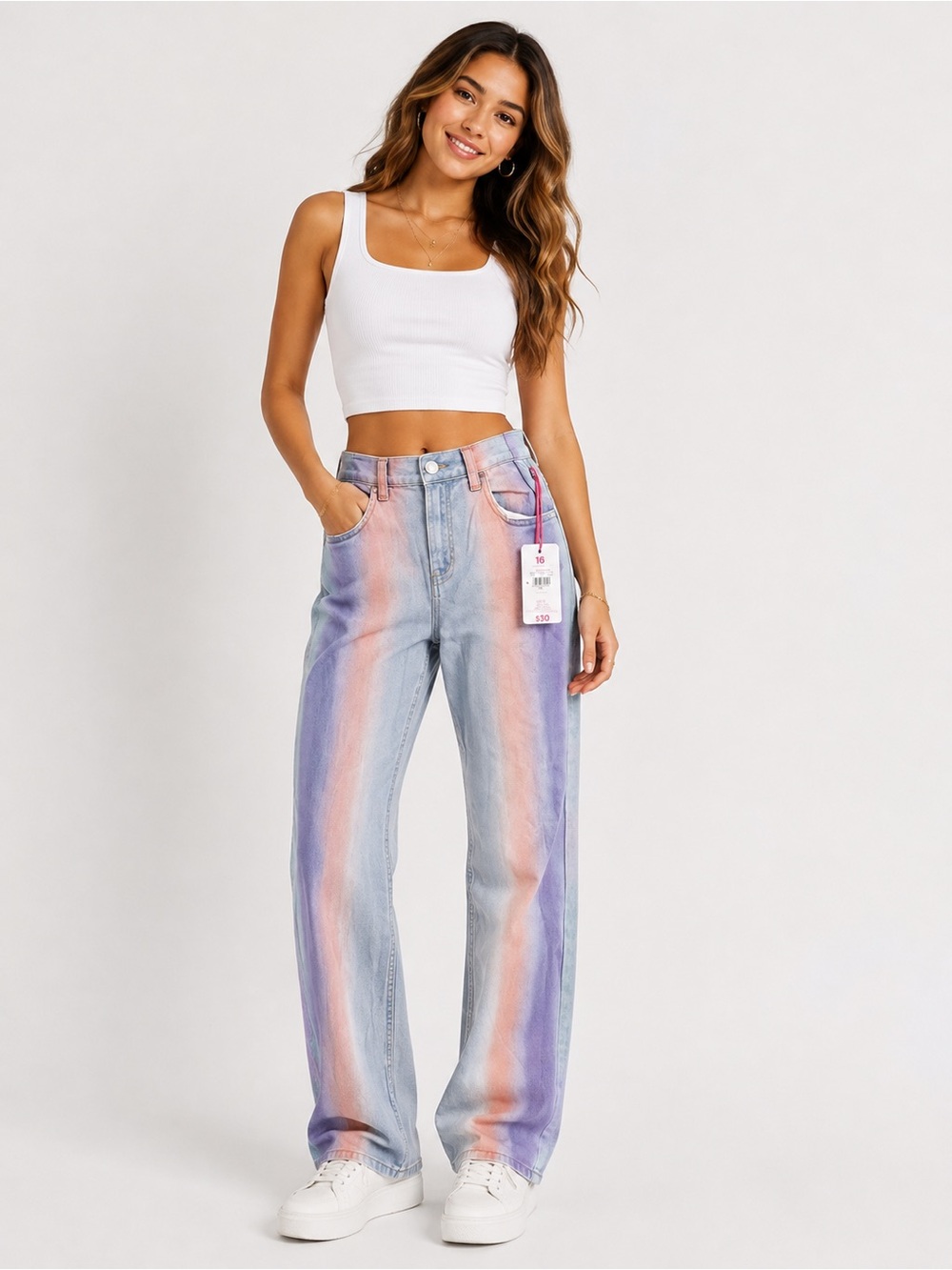 Justice Multicolor Striped Kids Jeans